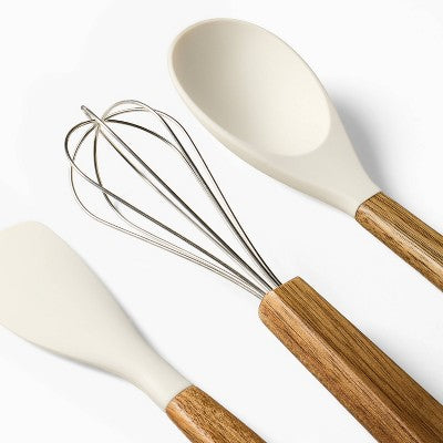 3pc Mini Whisk, Spatula and Spoon Gift Set Cream - Figmint