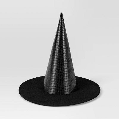 12" Black Witch Hat With Sequins Halloween Decorative Prop - Hyde & EEK! Boutique