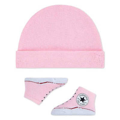 Converse Baby Beanie with Booties Gift Box Set - Pink 0-6M