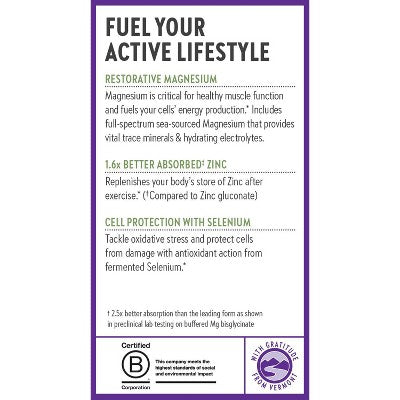 New Chapter Magnesium + Selenium & Zinc with Muscle Support Minerals + Hydrating Electrolytes, 325 mg with Magnesium Glycinate Tablets - 30ct