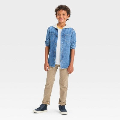 Boys' Hooded Shacket - Cat & Jack Medium Wash S