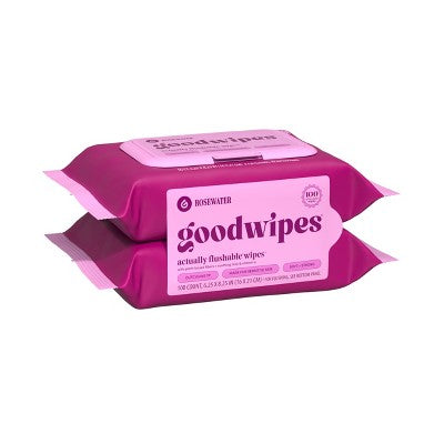 Goodwipes Flushable Personal Wipes - Rosewater - 50ct/2pk