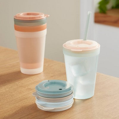 Kids' 6pc Plastic Tumbler Lid - Pillowfort: BPA-Free, Multicolored, Dishwasher-Safe, Ages 3+, Recycled Material