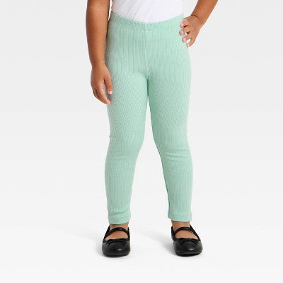 Toddler Girls' Solid Ribbed Leggings - Cat & Jack Mint Green 5T