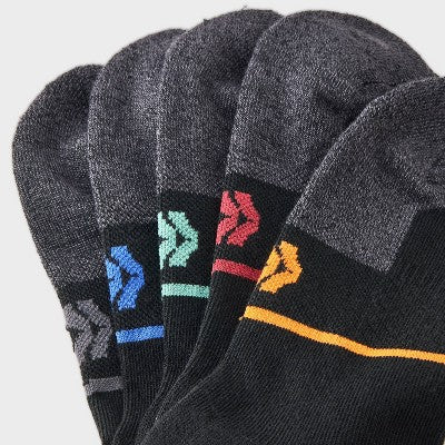 Boys' 6pk Arch Support Cushioned No Show Socks - All in Motion Black L