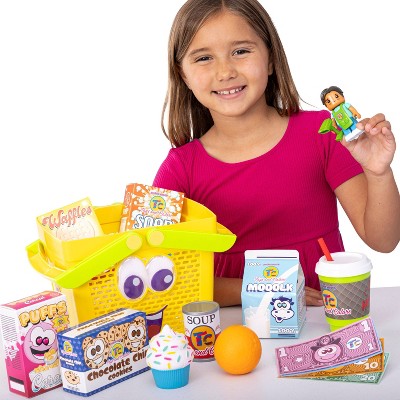 Toys and Colors Mystery Shopping Basket with Surprises and Collectible Mini Figures