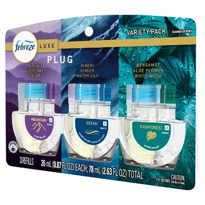 Febreze Plug Triple Air Freshener Refills - Mixed Elemental - 2.63 fl oz/3ct