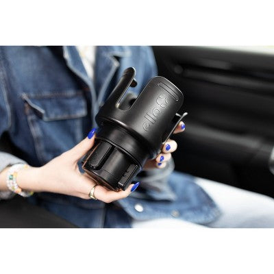Ello Adjustable Car Cup Adapter: Fits Water Bottles in Cup Holders, Dishwasher-Safe, Black