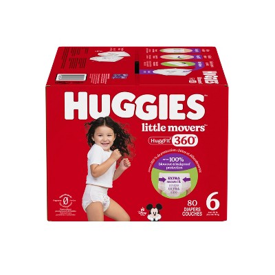 Huggies Little Movers HuggFit 360 Disposable Diapers - Size 6 - 80ct