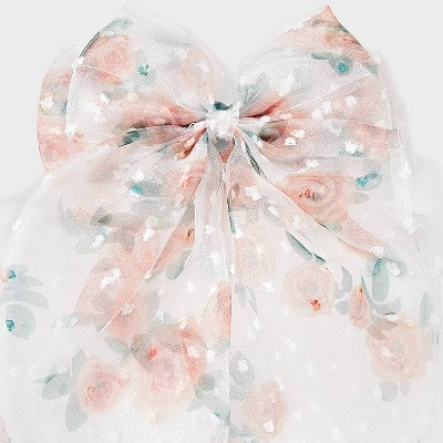 Swiss Dot Rose Print Hair Bow - A New Day Ivory