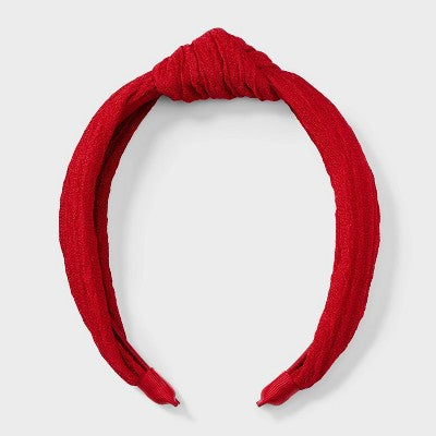 Textured Top Knot Headband - A New Day Red: Solid Pattern, Recycled Polyester, Hair Styling, All Hair Types
