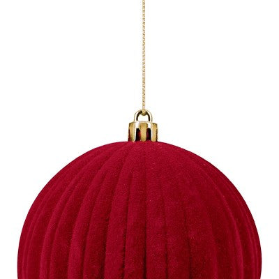Flocked Ornaments Red Ball - Bullseye's Playground