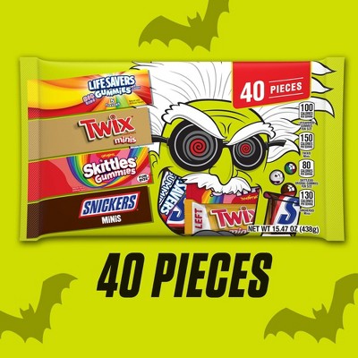 Mars - Snickers, Skittles, Twix & Life Savers Gummies Halloween Candy - 15.47oz/40ct