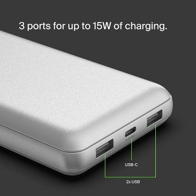 Belkin 20000mAh Power Bank 15W USB-A + USB-C - Silver
