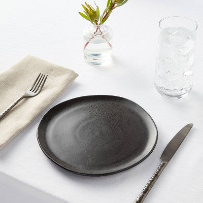 8" Earthenware Houlton Salad Plate Black - Threshold: Traditional Round Microwave & Dishwasher Safe