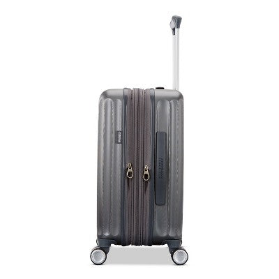 American Tourister Multiply Double Expansion Hardside Carry On Spinner Suitcase - Graphite: ABS Shell, 4 Wheels
