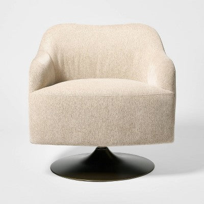 Upholstered Swivel Accent Chair with Antique Brass Base Cream - Threshold designed with Studio McGee (LOCAL PICKUP ONLY)