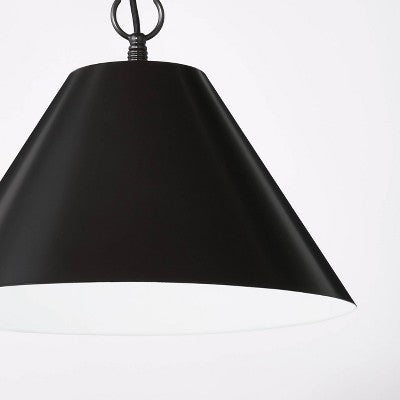 Small Metal Pendant Ceiling Light Black - Threshold designed with Studio McGee: Cone Shade, UL Listed, 72" Chain