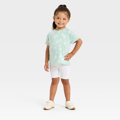 Toddler Girls' Ribbed Bike Shorts - Cat & Jack White 5T