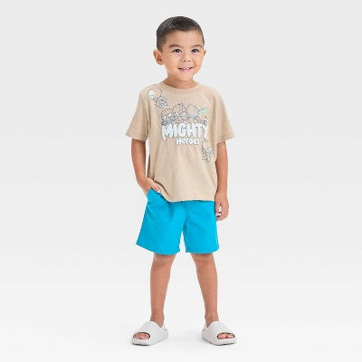 Toddler Boys' Mighty Heroes Short Sleeve Graphic T-Shirt Beige 4T