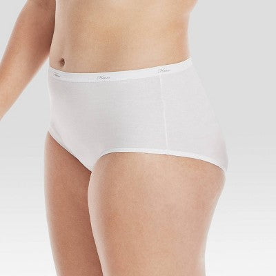 Hanes Women's Core Cotton Briefs Underwear 6pk - White 10: High Rise, Knit, Solid Pattern, Machine Washable