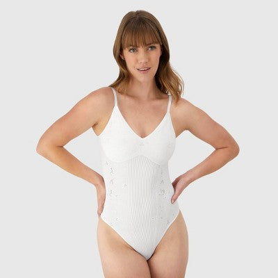 Maidenform Women's Shapewear Bodysuit MST008 White XL Pull-On