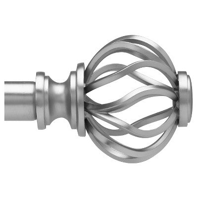 36"-66" Loft By Umbra Cagio Curtain Rod Matte Nickel: Adjustable Steel, Single Cage Finial, 25 lb Capacity (LOCAL PICKUP ONLY)