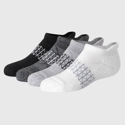 Hanes Boys' 4pk Absolute Active Heel Shield Socks - White L: Moisture Wicking, Arch Support, Ankle Length