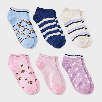 Girls' 6pk Puppy No Show Socks - Cat & Jack M