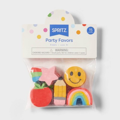 15ct Shaped Eraser Classroom Favor, Teacher Supplies - Spritz