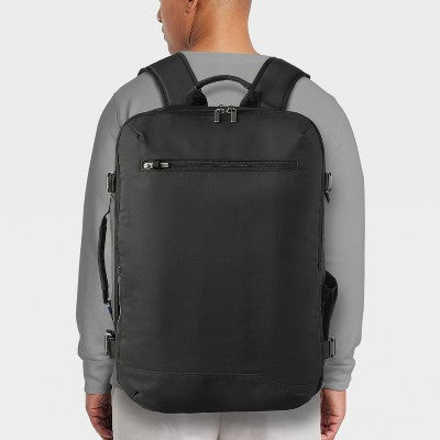 40L Travel Backpack With Expansion Black - Open Story?: Water-Resistant, Fits 15" Laptop, Softside Twill
