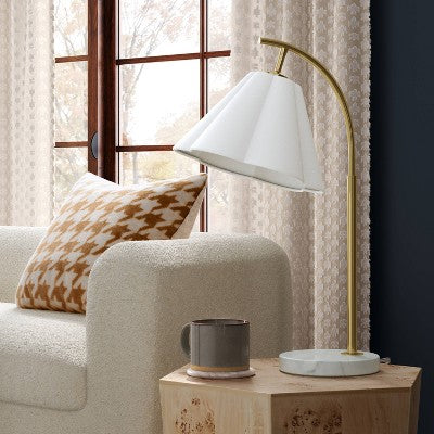 Scalloped Shade Table Lamp with Marble Base White - Threshold (LOCAL PICKUP ONLY)