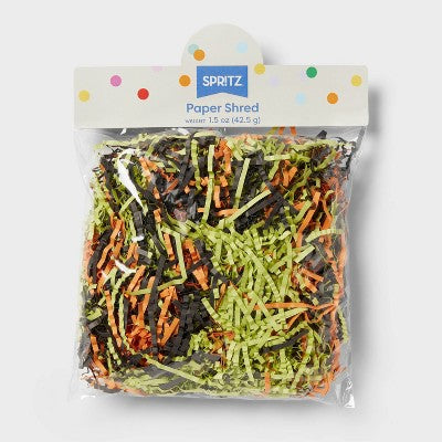 1.5oz.Halloween Shred Filler Paper Orange/Black/Green - Spritz