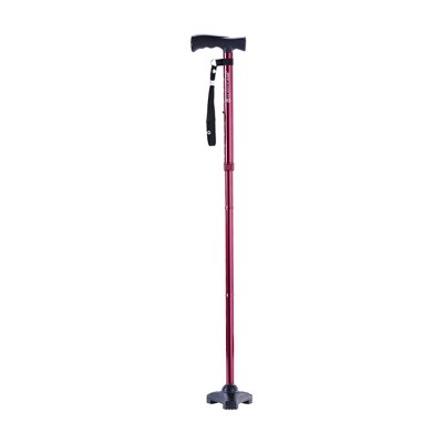 Drive Medical HurryCane Freedom Edition Folding Cane with T Handle, Red