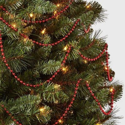 25' Plastic Bead Decorative Christmas Tree Garland Red - Wondershop