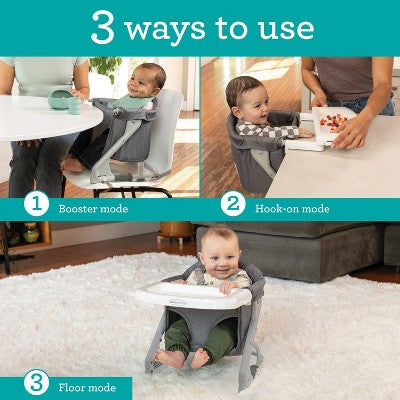 Infantino The Ultimate Travel Booster - Gray: Solid Pattern Plastic Seat, Safety Belt Feature, Max 30 lbs Capacity