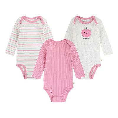 Huggies Baby Girls' 3pk Long Sleeve Bodysuit Newborn