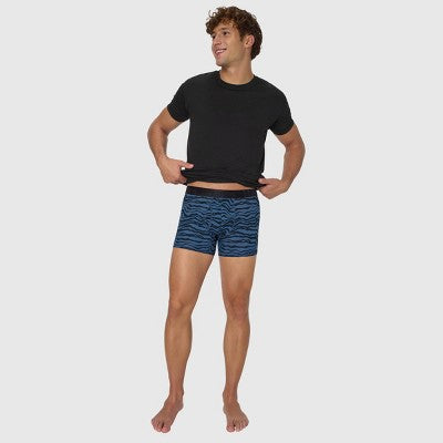Hanes Originals Premium Men's SuperSoft Trunks 3pk - Blue/Black L: Lightweight, Tagless, Moisture Wicking, Stretch Knit Fabric