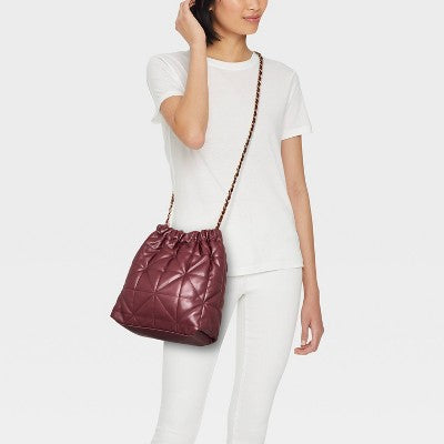 Rouched Chain Crossbody Bag - A New Day Dark Red