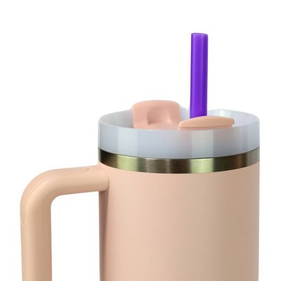CharCharms 6pk 40oz Solid Water Bottle Straws: Reusable Polypropylene Replacement for Hot & Cold Beverages, Dishwasher-Safe