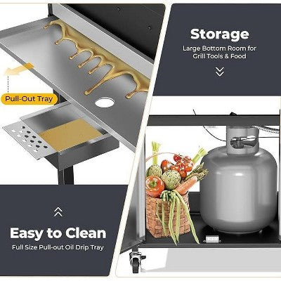 R.W. FLAME BBQ Gas Grill – 34,000 BTU Propane, Enamel Grates, Removable Grease Tray, Ideal for Outdoor Cooking, Camping, Backyard, Patio & Deck (LOCAL PICKUP ONLY)