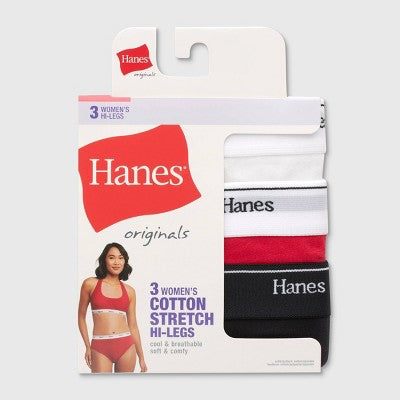Hanes Women's 3pk Hi-Cut Underwear - White/Red/Black XL