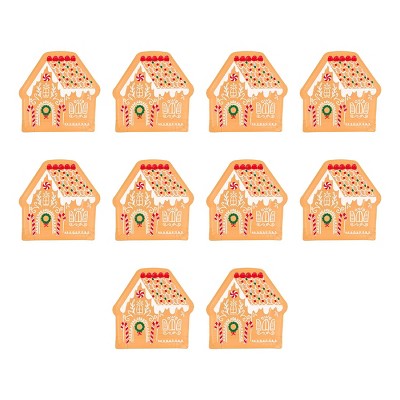 10ct Christmas Gingerbread Shaped Dinner Plates - Spritz