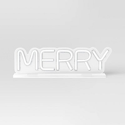 12.8"x3.75" Christmas Merry Neon Acrylic Stand USB Powered - Wondershop