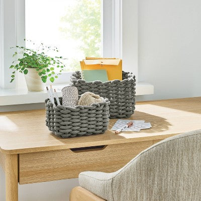 2pk Knit Basket Gray - Brightroom