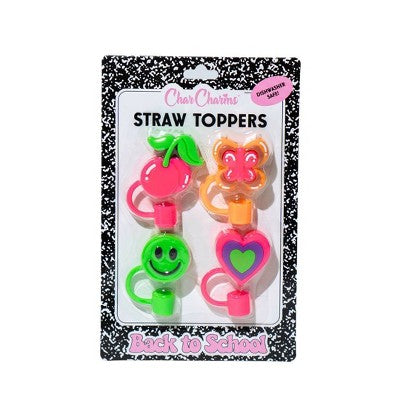 CharCharms 4pk Straw Toppers Green