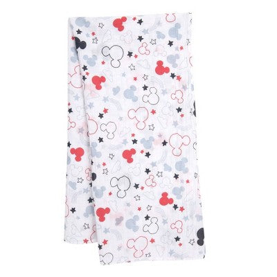 Lambs & Ivy Mickey Mouse Swaddle Blanket & Plush Infant Gift Set - 2pk: Cotton, 44" x 44", Animals Pattern