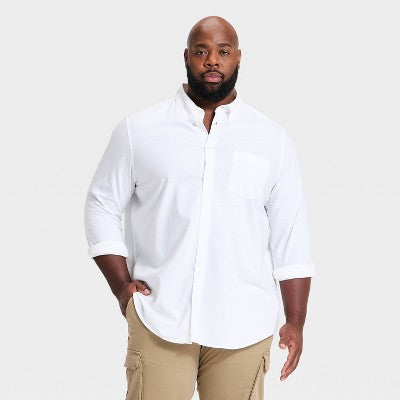 Men's Tall Long Sleeve Oxford Button-Down Shirt - White XXLT