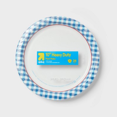 Disposable Plate 10" - Blue Checkered - 24ct - up&up
