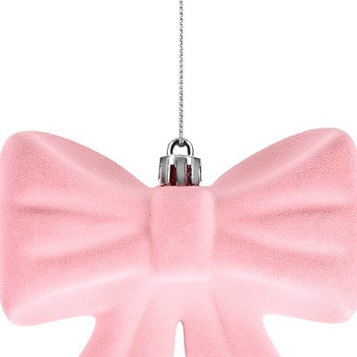Flocked Ornaments Pink Bow - Bullseye's Playground